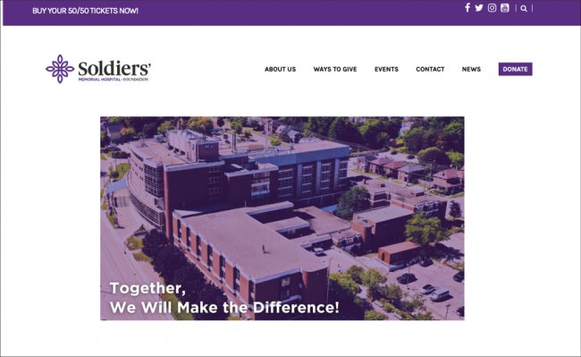 The Orillia Soldiers’ Memorial Hospital Foundation website screenshot